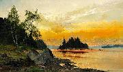 Mauritz Lindstrom Evening Colors on the Lake Sweden oil painting artist